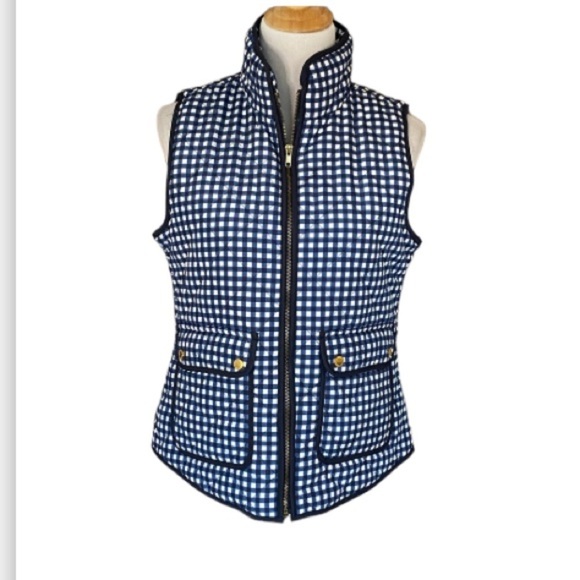 Cambridge Dry Goods Jackets & Blazers - Cambridge Dry Goods Blue Check Puffer Quilted Vest Size medium